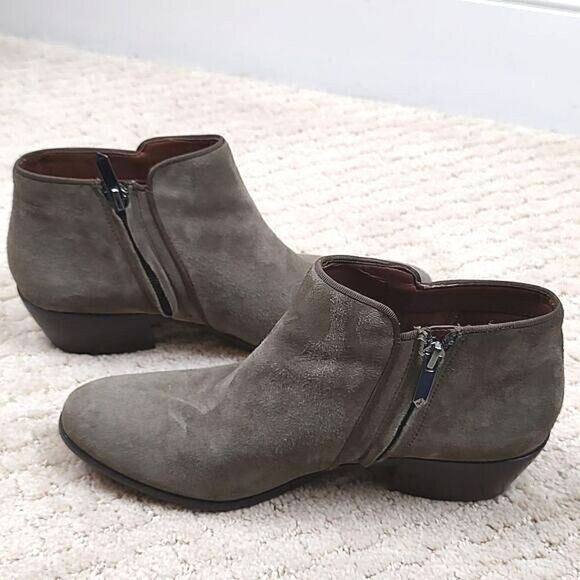 Sam Edelman Green Suede Leather Side Zip Ankle Boots Stacked Heel Size 7.5 - Picture 5 of 10